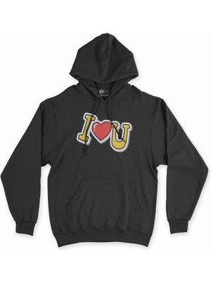 Cix Cix I Love You Siyah Kapşonlu Sweatshirt Hoodie