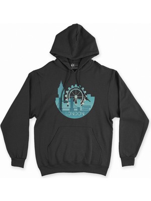 Cix Cix Londra Siyah Kapşonlu Sweatshirt Hoodie
