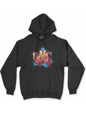 Cix Cix Love Graffiti Siyah Kapşonlu Sweatshirt Hoodie