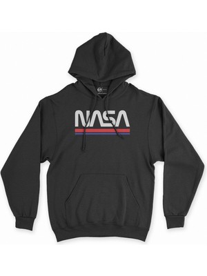 Cix Cix Nasa Yazılı Siyah Kapşonlu Sweatshirt Hoodie
