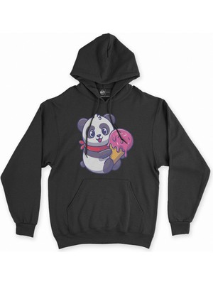 Cix Cix Dondurmalı Panda Siyah Kapşonlu Sweatshirt Hoodie