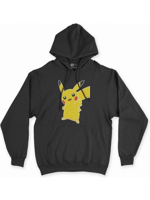 Cix Cix Pikachu Siyah Kapşonlu Sweatshirt Hoodie