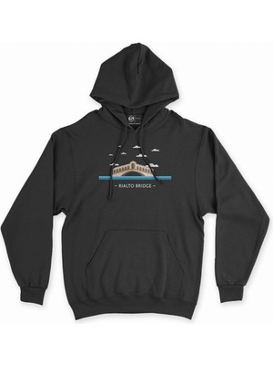 Cix Cix Rialto Köprüsü Siyah Kapşonlu Sweatshirt Hoodie