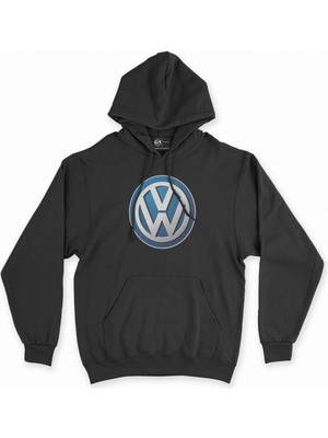 Cix Cix Volkswagen Logolu Siyah Kapşonlu Sweatshirt Hoodie