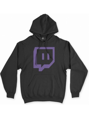 Cix Cix Twitch Logo Siyah Kapşonlu Sweatshirt Hoodie