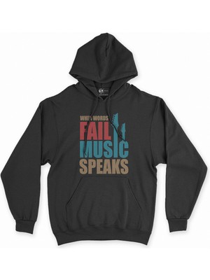 Cix Cix Music Speaks Siyah Kapşonlu Sweatshirt Hoodie