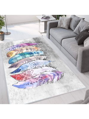 Rovigo Home Dijital Baskı Yıkanabilir Kaymaz Taban Salon Halısı