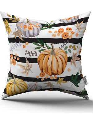 CANGO HOME Turuncu Halloween Balkabağı Desenli Dijital Baskılı Kırlent Kılıfı CGH766