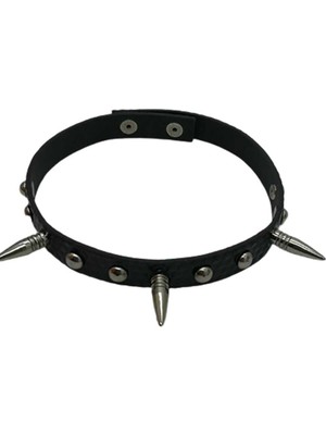 Metal Giyim Spayk Zımba Detaylı Chocker