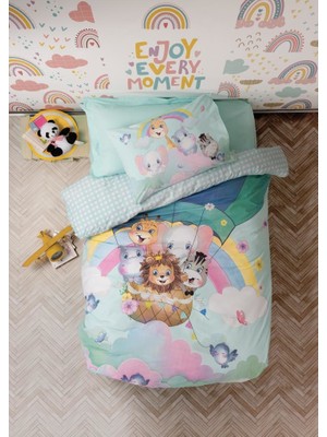 Cotton Box Genç Ranforce Nevresim Takımı Tek Kişilik Cute Animals Mint