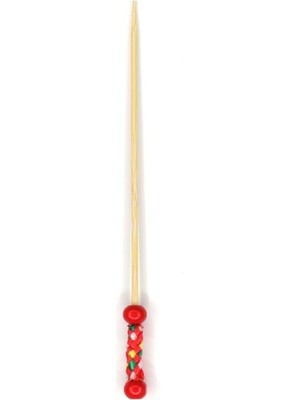 Ambalaj Pazarı Bambu Dekoratif Kırmızı Örgülü Kürdan 12 cm - 50'li