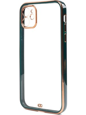 CoverZone iPhone 11 Uyumlu Kılıf Clear Airbag Sert Plastik Kılıf Koyu Yeşil
