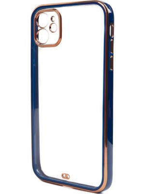 CoverZone iPhone 11 Uyumlu Kılıf Clear Airbag Sert Plastik Kılıf Koyu Lacivert