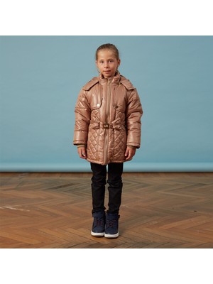 Men Anorak Kız Fiyonklu Camel Bebe Anorak