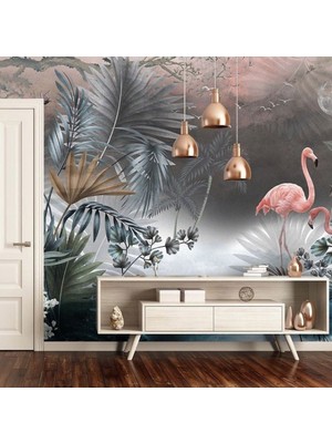 Duvar Kağıdı Marketi Flamingo ve Tropikal 3D Duvar Kağıdı
