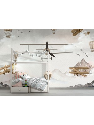 Duvar Kağıdı Marketi Çocuk Odası Için Uçaklı 3D Duvar Kağıdı