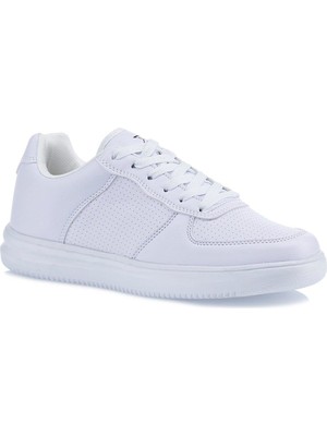 Kinetix Erkek Kadın Full Siyah Beyaz Kalın Taban Spor Ayakkabı