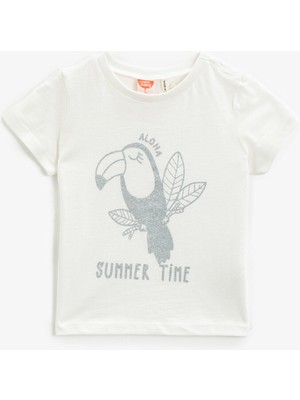 Koton Kız Bebek Baskılı Tişört Kısa Kollu Pamuklu