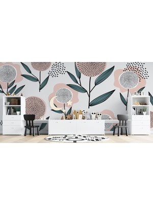 Duvar Kağıdı Marketi Yuvarlak Çiçek Desenli 3D Duvar Kağıdı