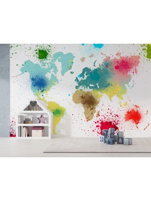 Duvar Kağıdı Marketi Sprey Boyalı Çocuk Haritası 3D Duvar Kağıdı