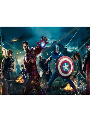 Duvar Kağıdı Marketi Avengers Demir Adam ve Kaptan Amerika 3D Duvar Kağıdı