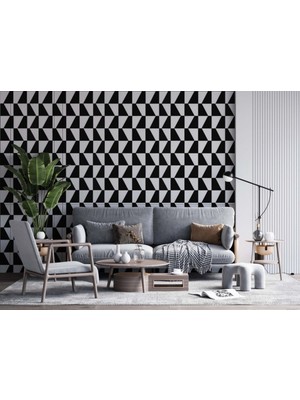 Duvar Kağıdı Marketi Siyah Beyaz Kare Desenli 3D Duvar Kağıdı