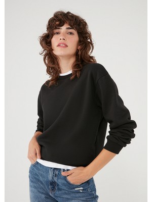 Mavi Bisiklet Yaka Siyah Sweatshirt