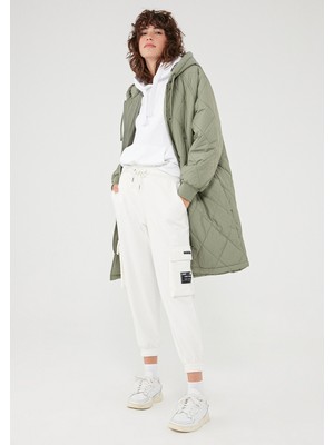 Mavi Kadın Kapüşonlu Kapitone Yeşil Mont 110495-34688