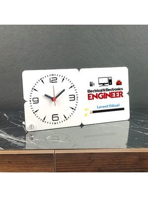 Hediyelen Electrical & Electronics Engineer Ahşap Masa Saati 001