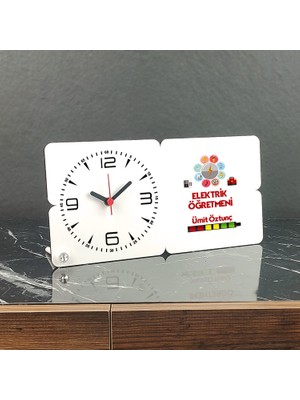 Hediyelen Elektrik Öğretmeni Ahşap Masa Saati