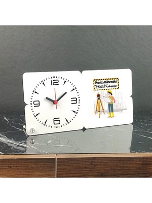 Hediyelen Harita Mühendisi Ahşap Masa Saati 002