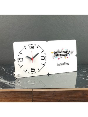 Hediyelen Social Media Specialist Ahşap Masa Saati