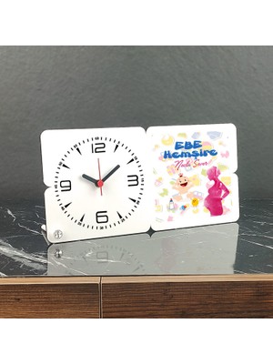 Hediyelen Ebe Hemşire Ahşap Masa Saati