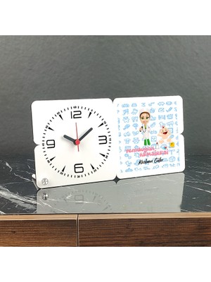 Hediyelen Yenidoğan Hemşiresi Ahşap Masa Saati 002