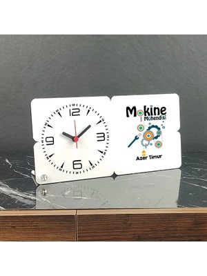 Hediyelen Makine Mühendisi Ahşap Masa Saati 005