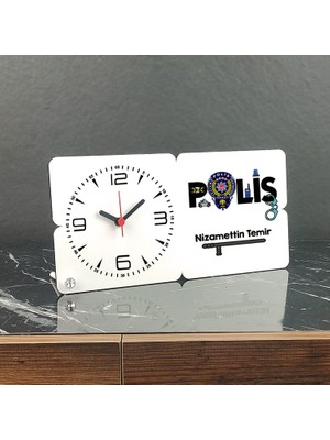 Hediyelen Polise Hediye Ahşap Masa Saati 001