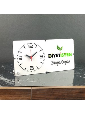 Hediyelen Diyetisyene Hediye Ahşap Masa Saati 001