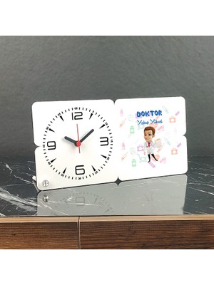 Hediyelen Doktora Hediye Ahşap Masa Saati 001