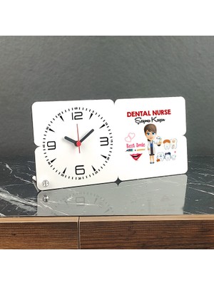 Hediyelen Dental Nurse Ahşap Masa Saati 001