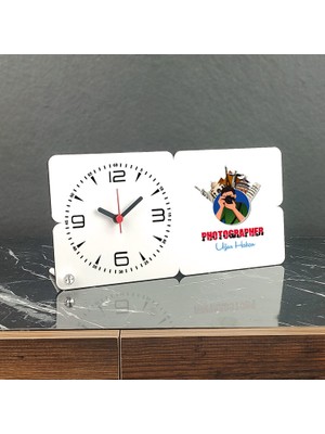 Hediyelen Photographer Ahşap Masa Saati