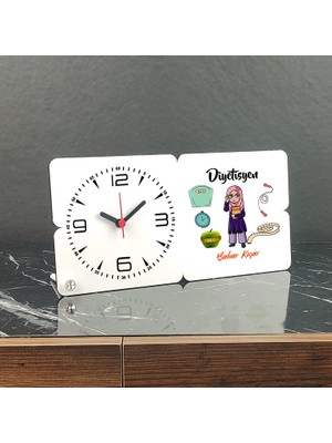 Hediyelen Diyetisyen Ahşap Masa Saati 001