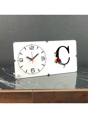 Hediyelen Ç Harfi Ahşap Masa Saati