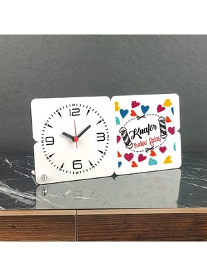 Hediyelen Kuaför Kalpli Ahşap Masa Saati