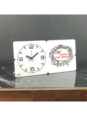 Hediyelen Okul Müdürü Ahşap Masa Saati