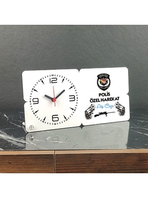 Hediyelen Polis Özel Harekat Ahşap Masa Saati 001