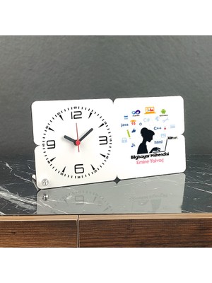 Hediyelen Bilgisayar Mühendisi Ahşap Masa Saati 001