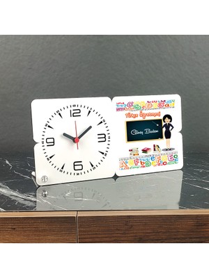 Hediyelen Türkçe Öğretmeni Ahşap Masa Saati 003