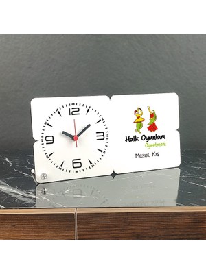 Hediyelen Halk Oyunları Öğretmeni Ahşap Masa Saati