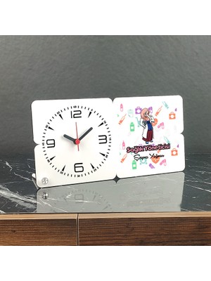 Hediyelen Sağlık Yöneticisi Ahşap Masa Saati