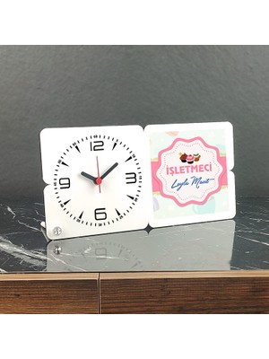 Hediyelen Işletmeci Ahşap Masa Saati